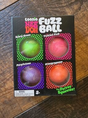 Teenie Nee Doh Fuzz Ball 4-Pack - Green, Pink, Purple, Orange